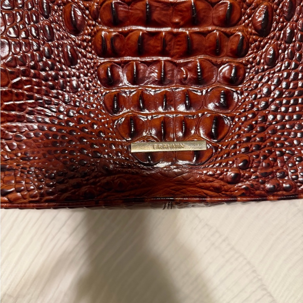 Brahmin Rich Brown Embossed Clutch